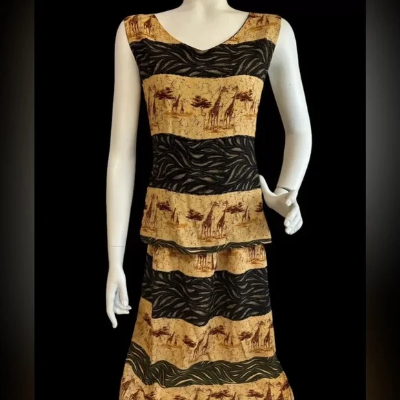 Giraffe Skirt Set S Skirt M Blouse Safari Jungle Vintage Intriguing Threads VGC - Picture 13 of 13